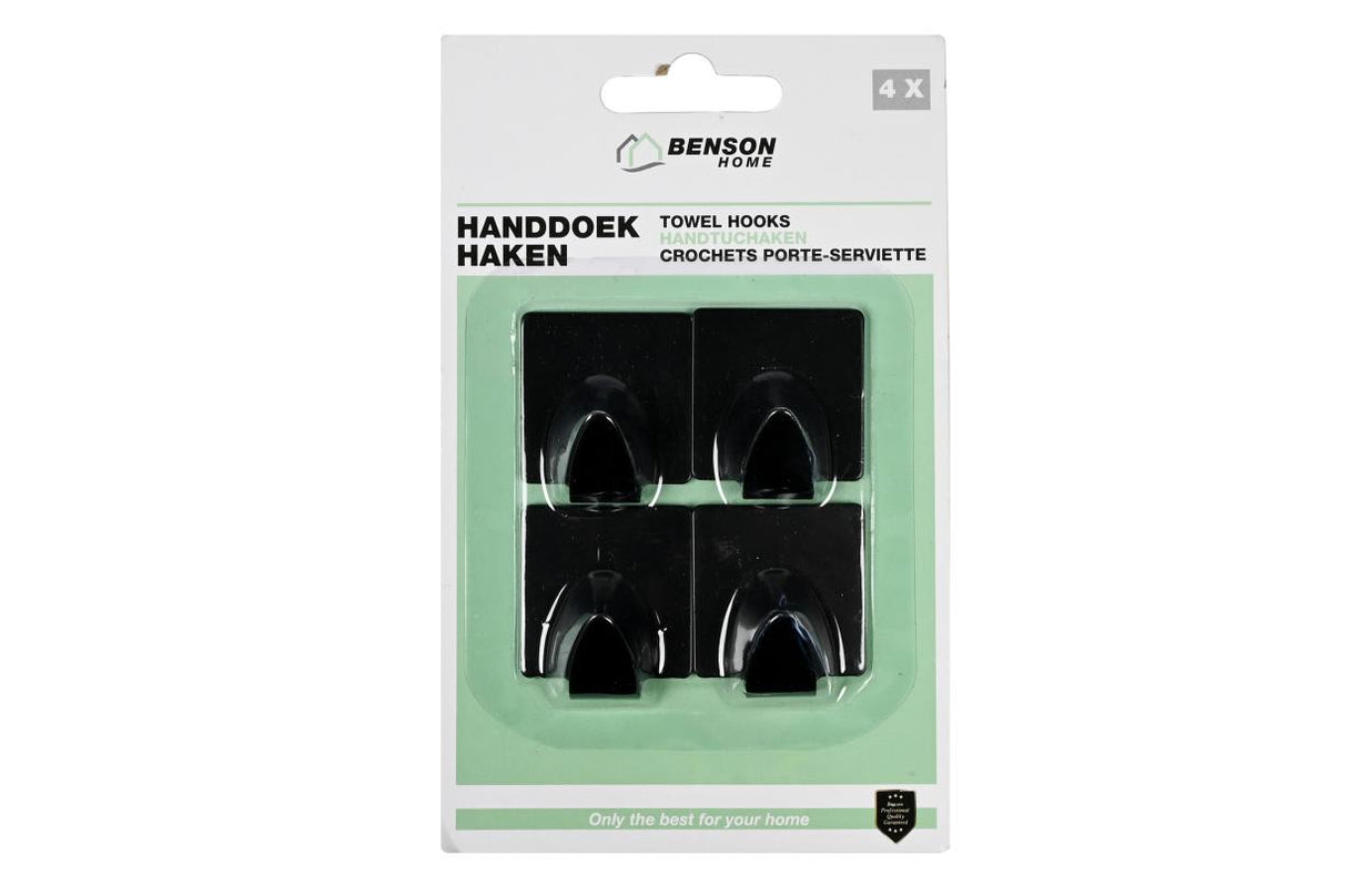 Towel hooks 4 pcs black