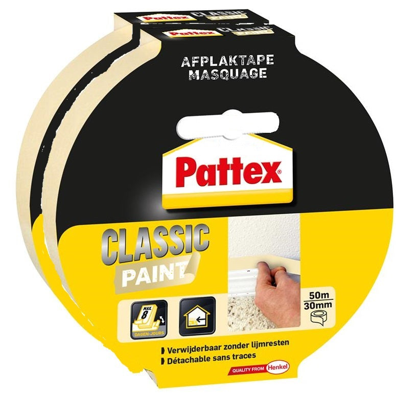 Pattex Abklebeband klassische Farbe 30 mm x 50 m 2-tlg