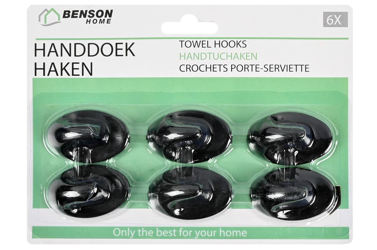 Towel hooks 6 pcs small black