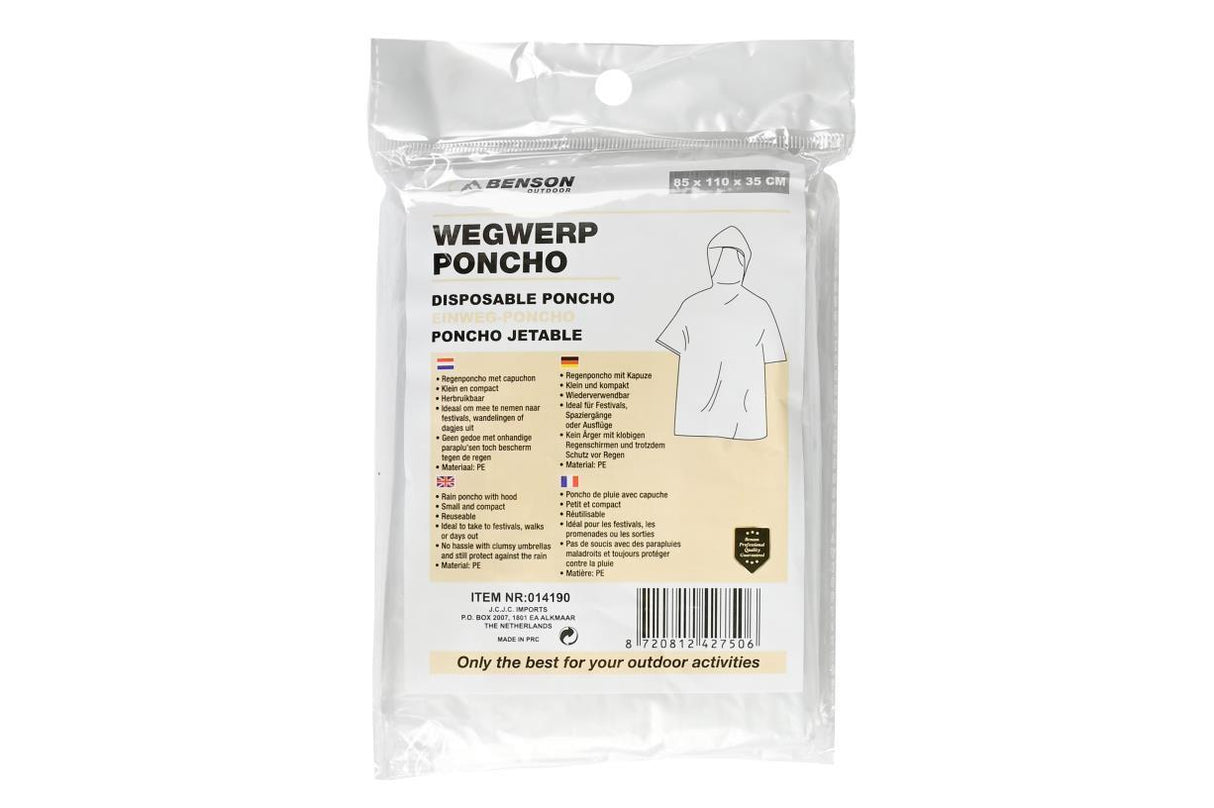 Poncho disposable transparent