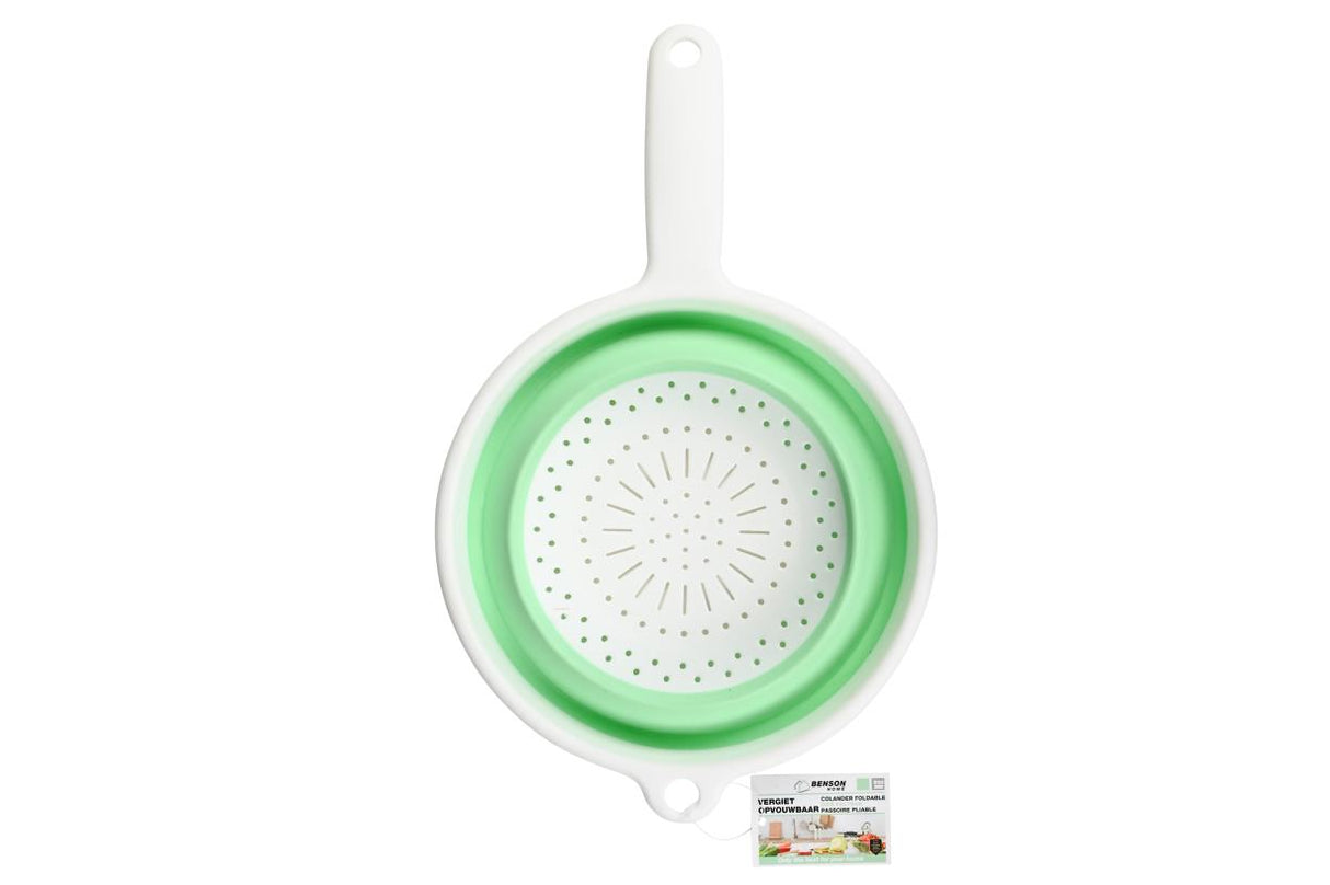 Passoire pliable ronde avec poignée vert
