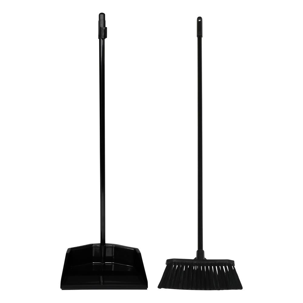 Brush and dustpan on handle action black
