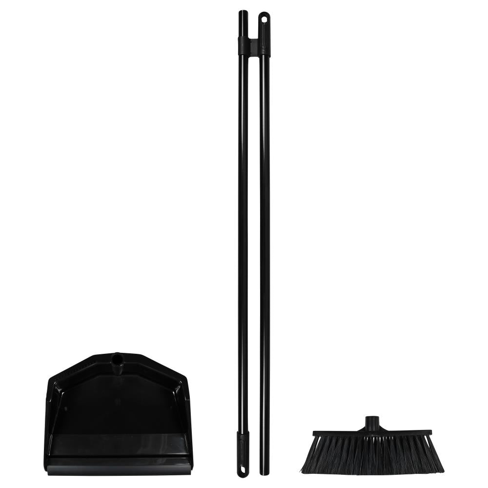 Brush and dustpan on handle action black