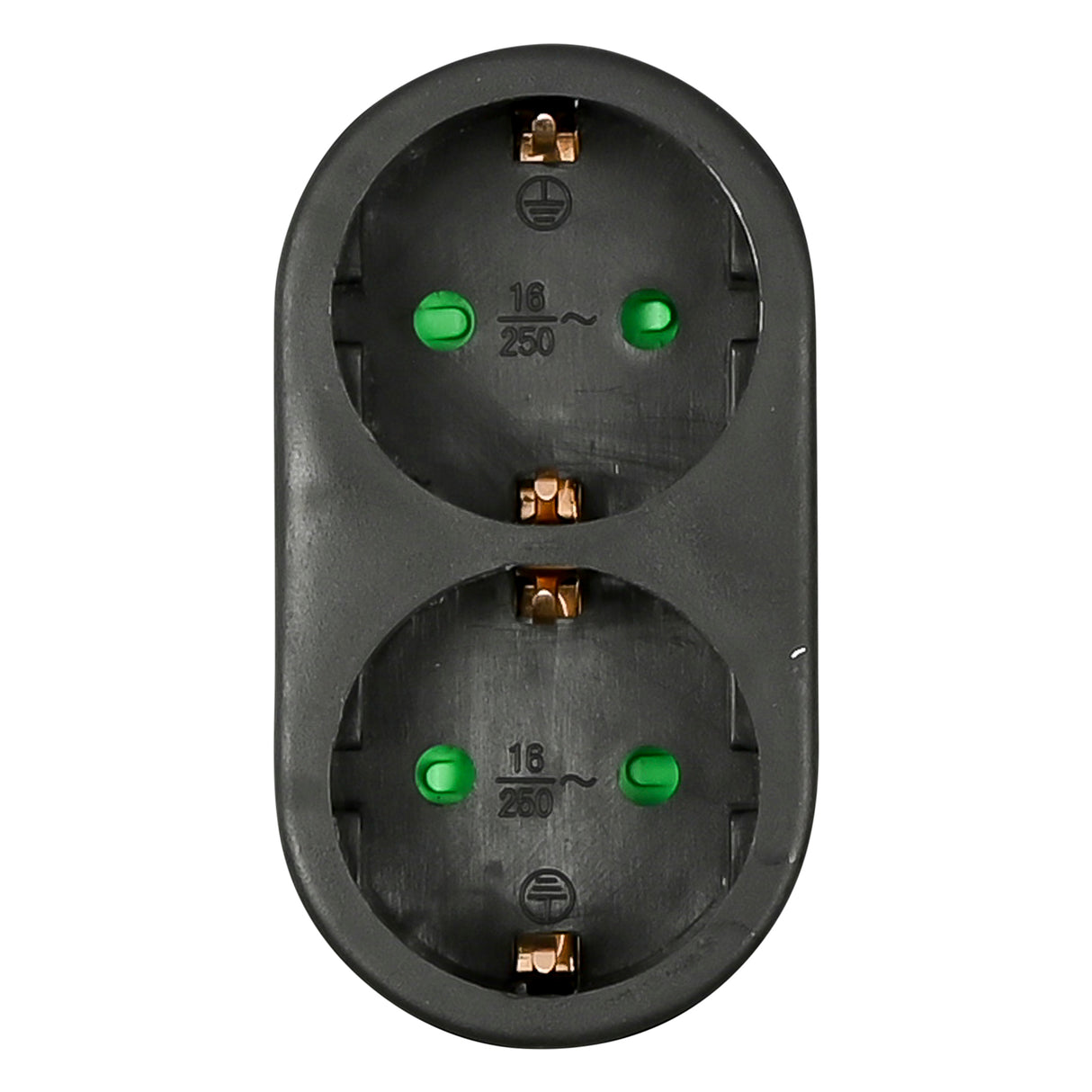 Plug double adapter + earth (vertical) black
