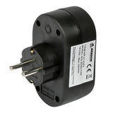 Plug double adapter + earth (vertical) black