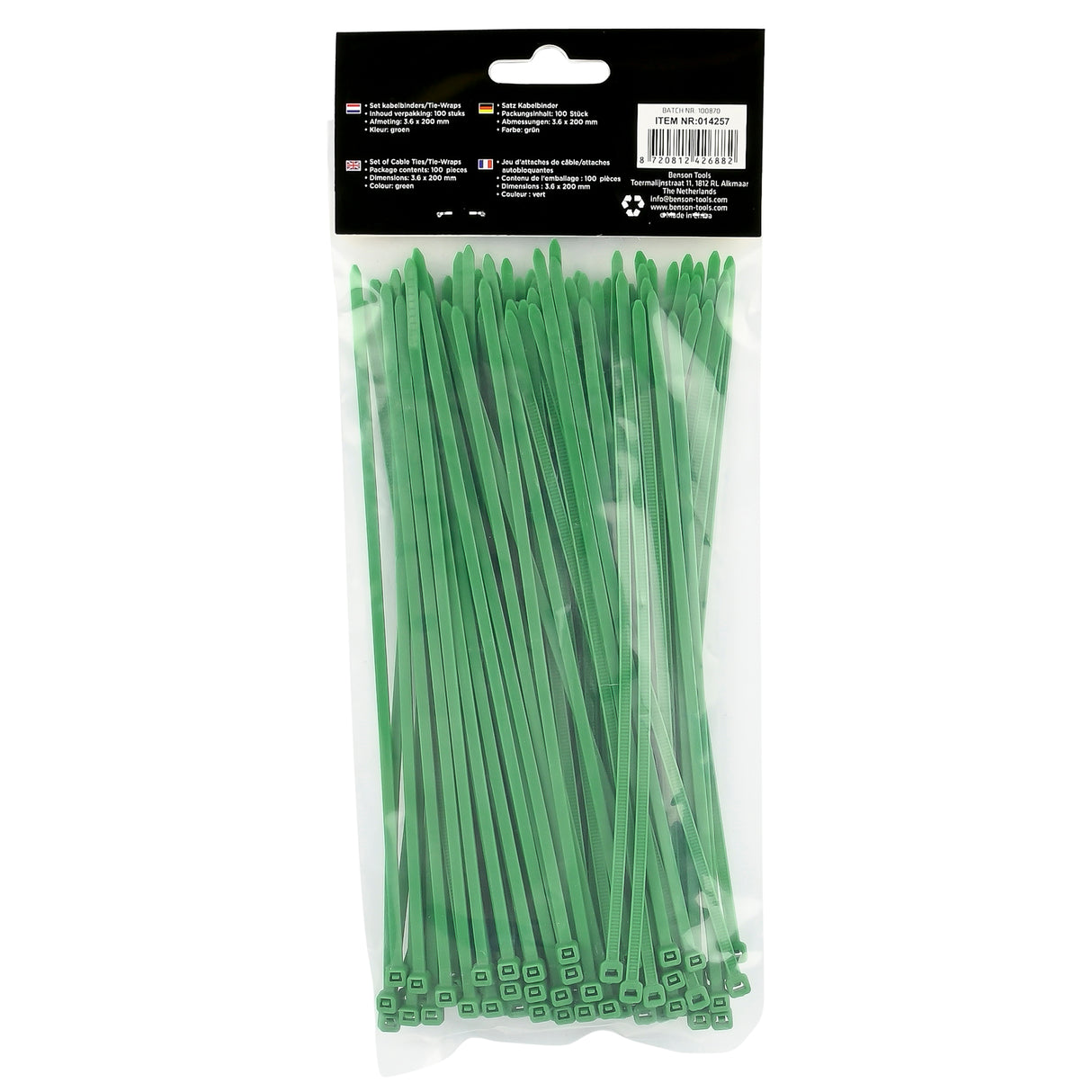 Serre cables 3,6 x 200 mm / 100 pcs vert