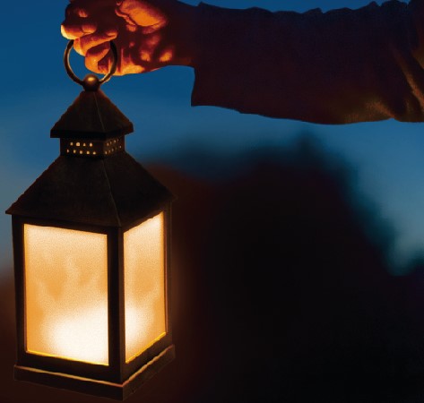 LED lantern with flame effect 10,5 x 10,5 x 24 cm