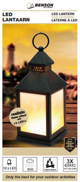 LED lantern with flame effect 10,5 x 10,5 x 24 cm