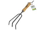 Garden rake with wooden handle