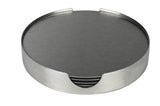 Onderzetters zilver RVS 10 cm 6 dlg + houder