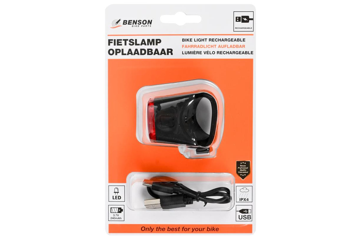 Bike light LED USB rechargeable (back)