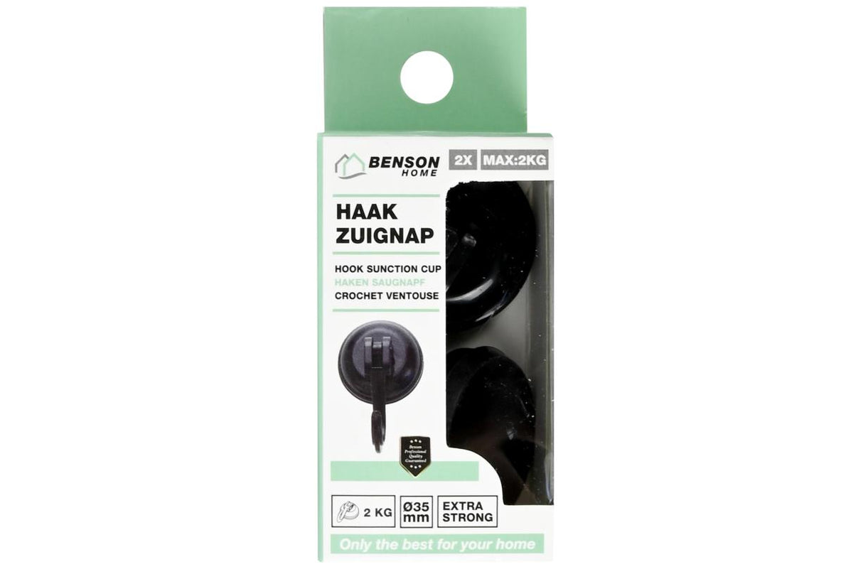 Hook suction cup 2 pcs  Ø35 mm 2 kg black