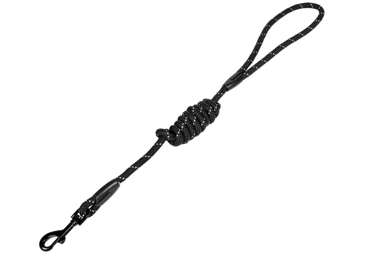 Dog leash round 8 mm x 120 cm black reflective