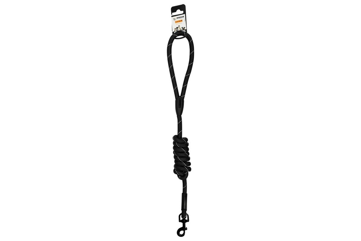 Dog leash round 12 mm x 150 cm black reflective