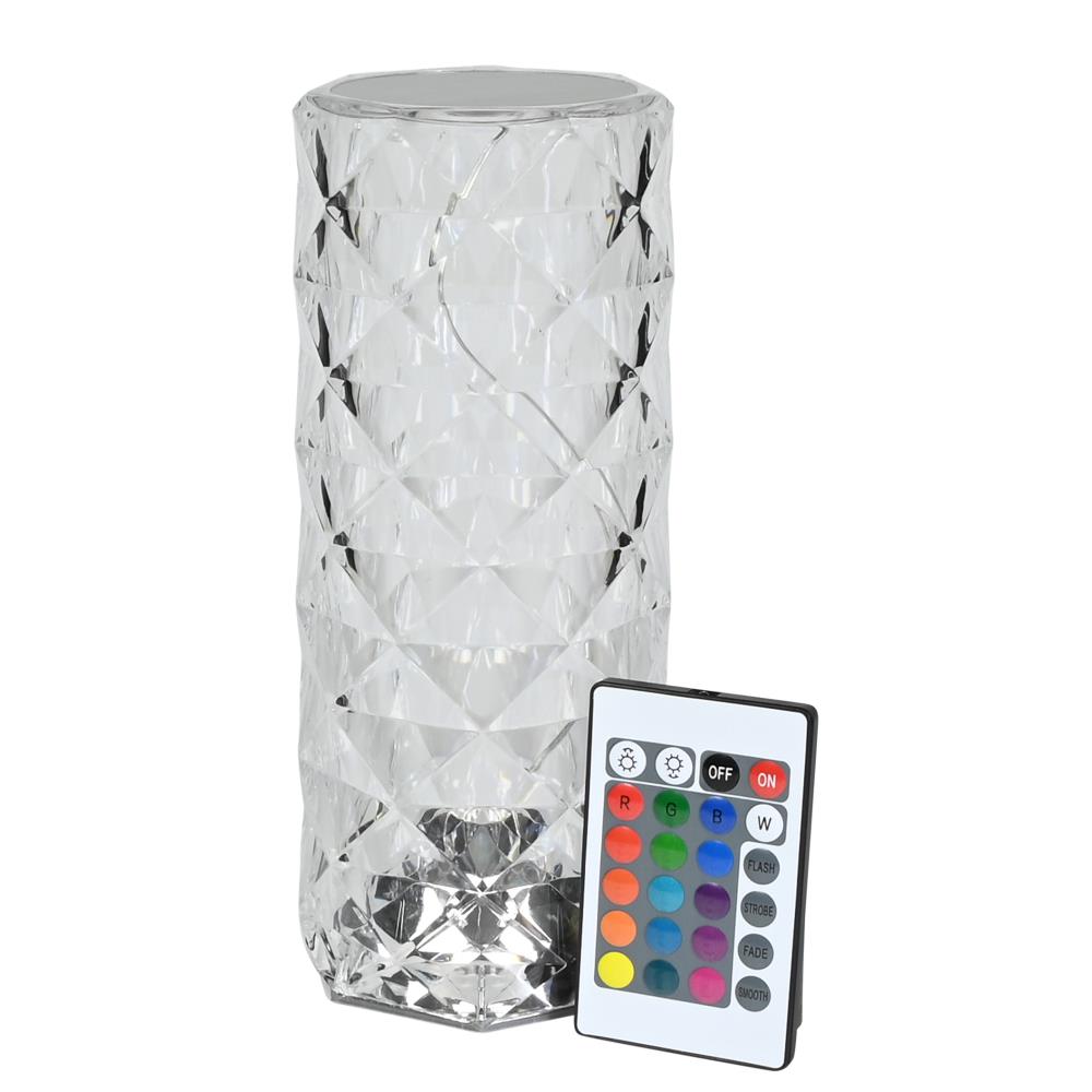 Lampe de table LED cristal rechargeable + télécommande