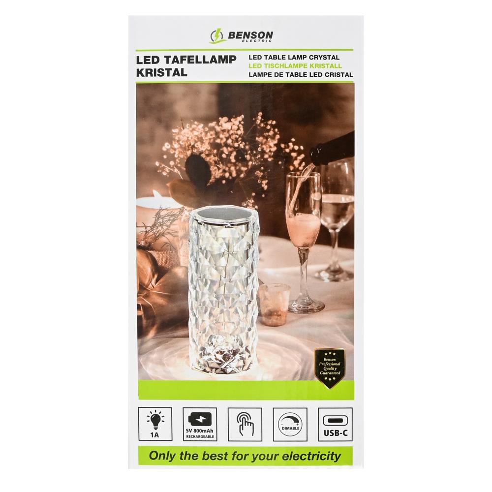 Lampe de table LED cristal rechargeable