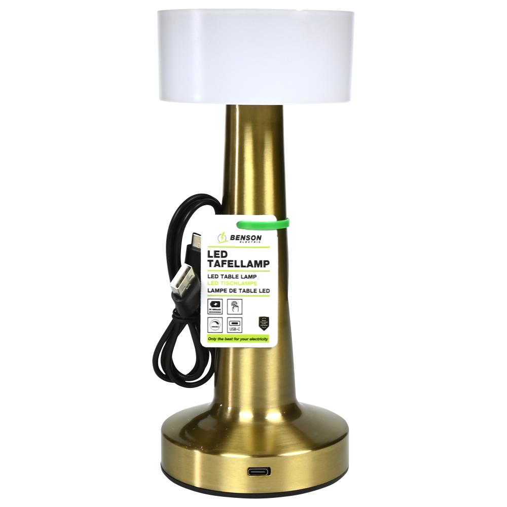LED table lamp rechargeable dimmable touch gold display