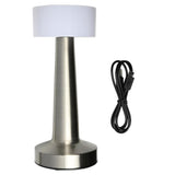 LED table lamp rechargeable touch dimmable silver display