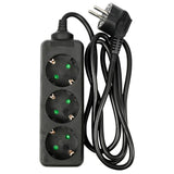 Stekkerdoos 3-voudig + RA + 1.5 mtr zwart