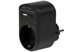 Socket with USB-A and USB-C charger black