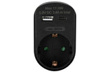 Socket with USB-A and USB-C charger black