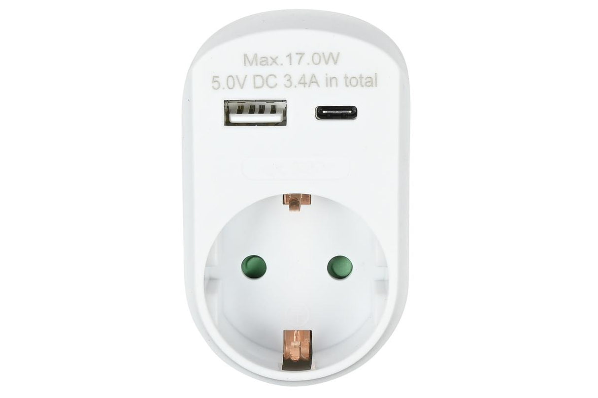 Prise avec USB-A et USB-C USB blanc