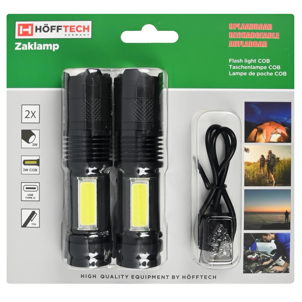 Taschenlampe COB wiederaufladbar 2-tlg