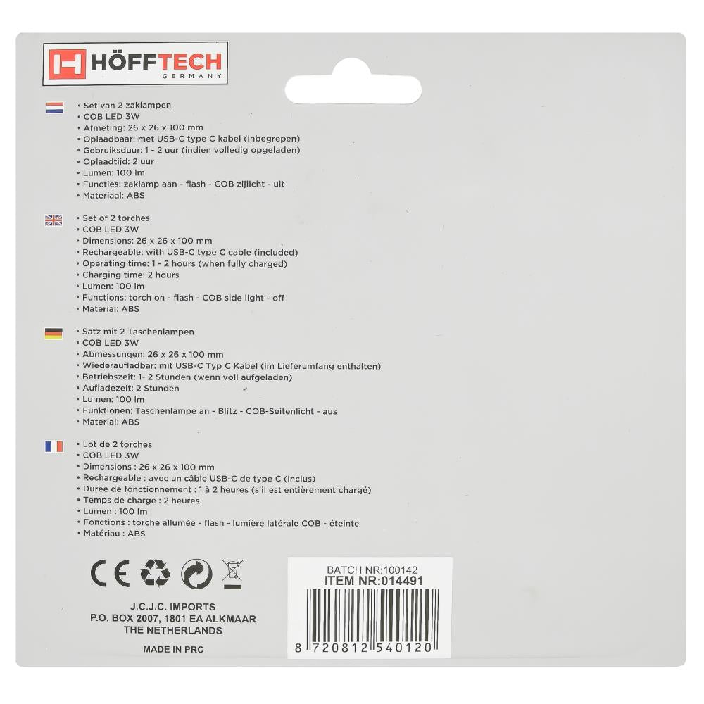 Taschenlampe COB wiederaufladbar 2-tlg