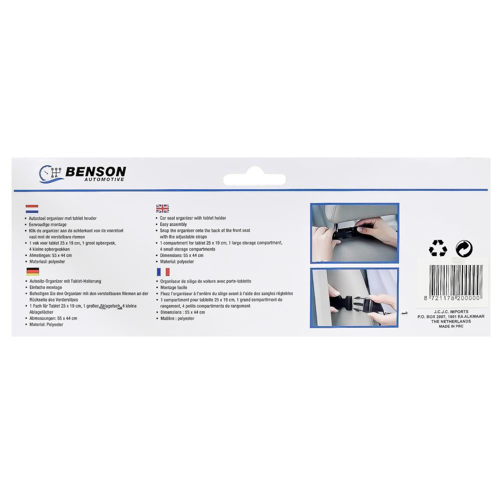 Car seat organiser + tablet holder