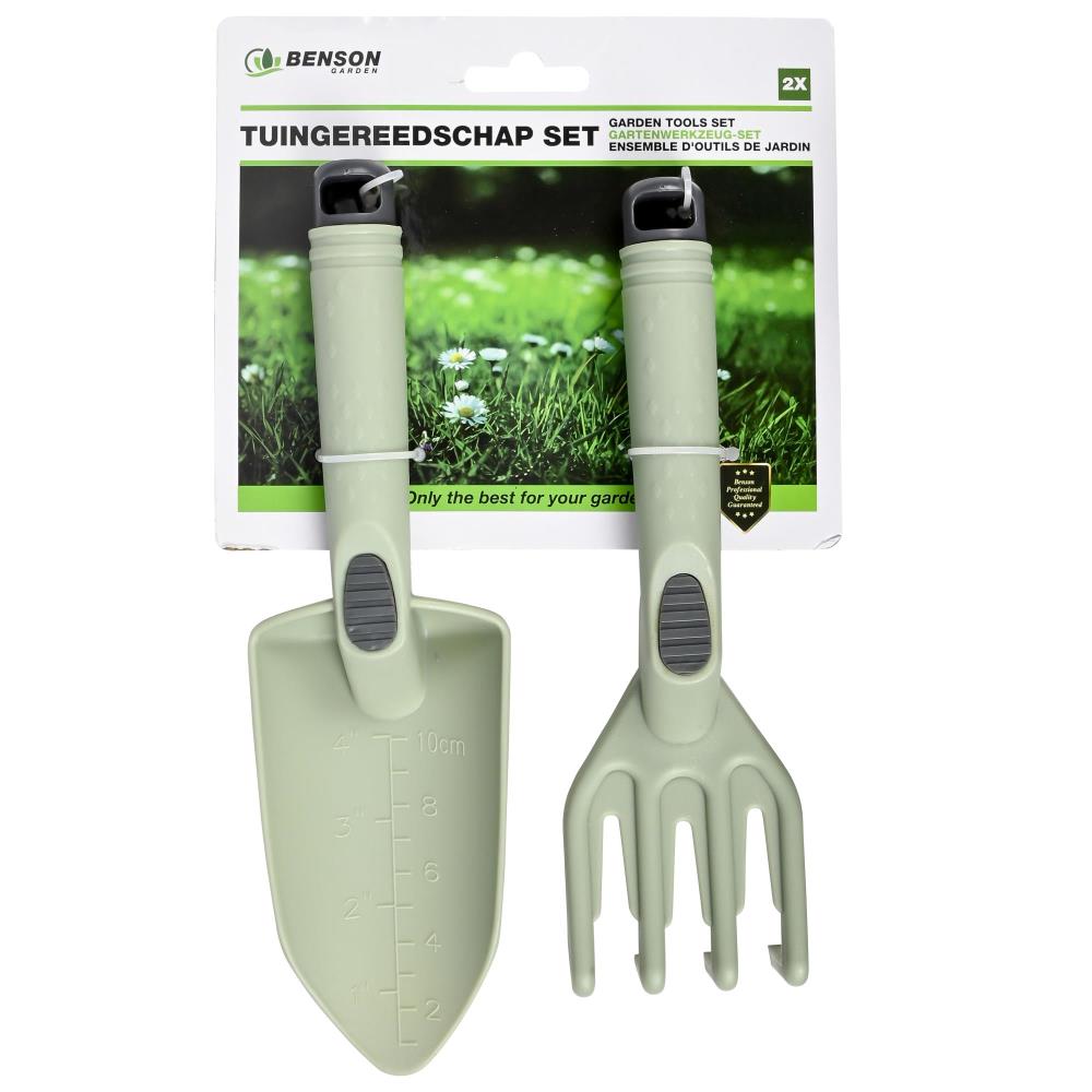 Tuingereedschap set 2 dlg kunststof groen