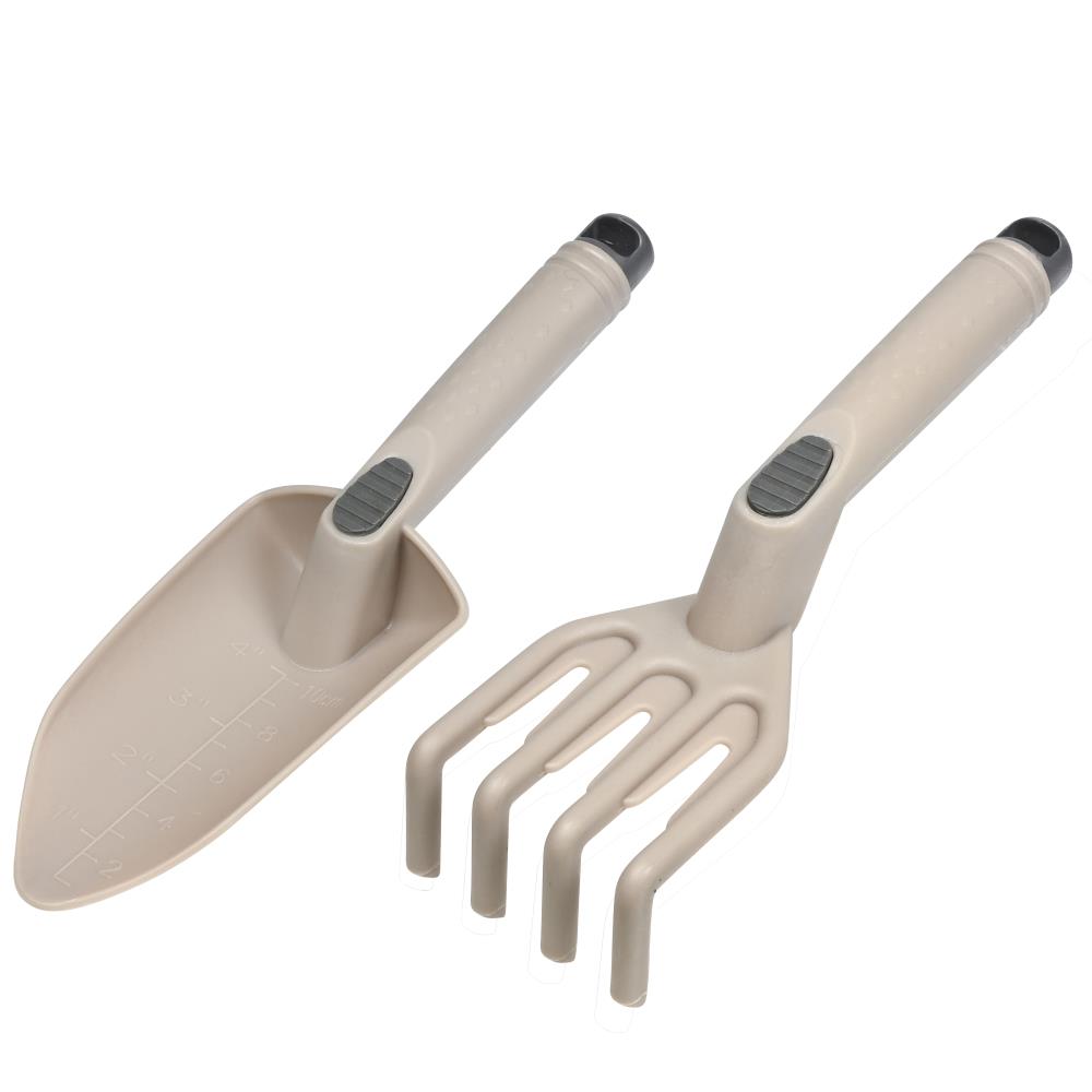 Tuingereedschap set 2 dlg kunststof beige