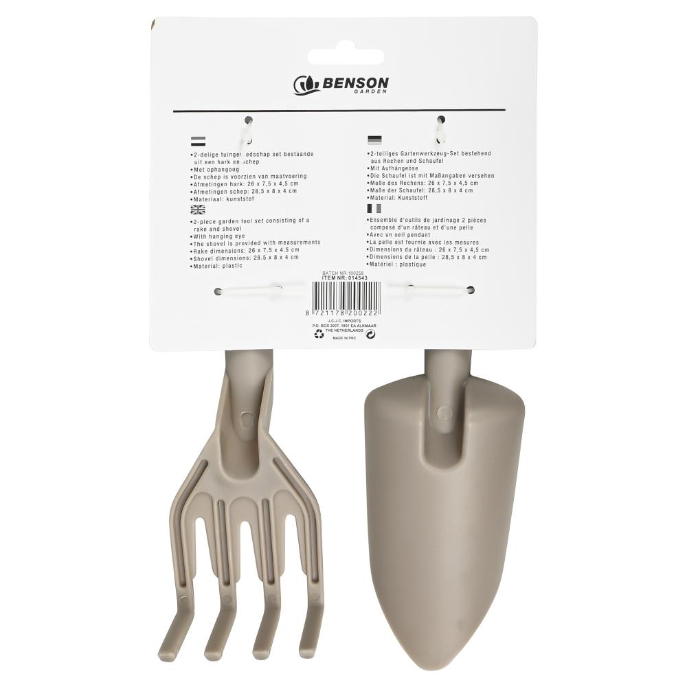 Tuingereedschap set 2 dlg kunststof beige