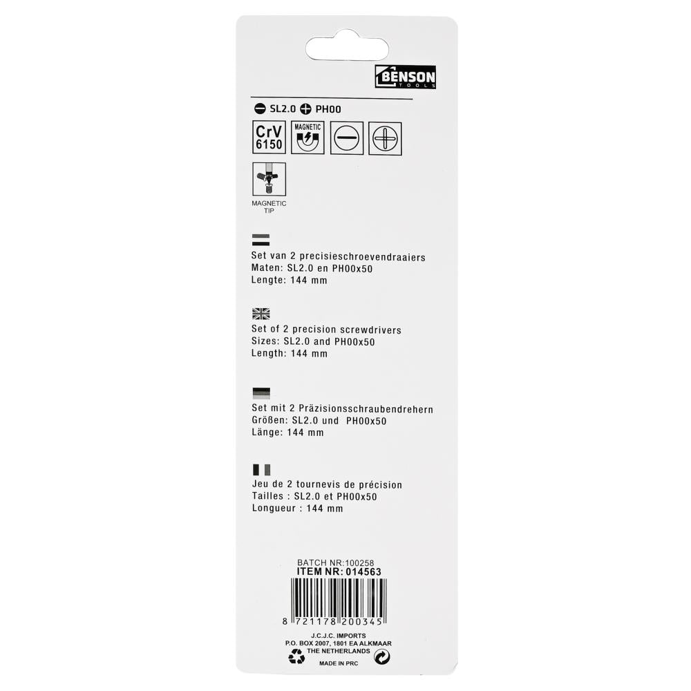 Schroevendraaier set precisie 2 dlg plat