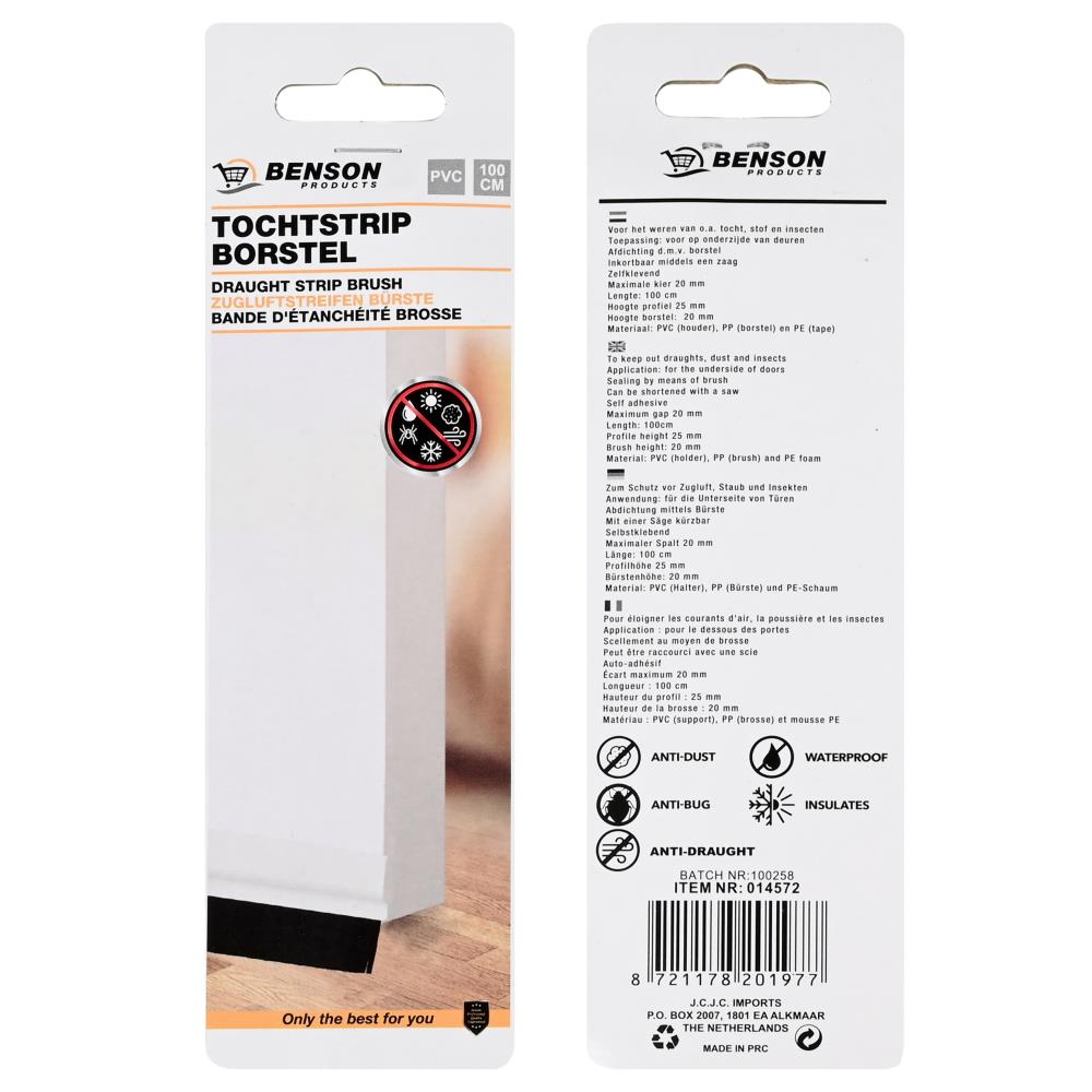 Draught strip brush 100 cm PVC white
