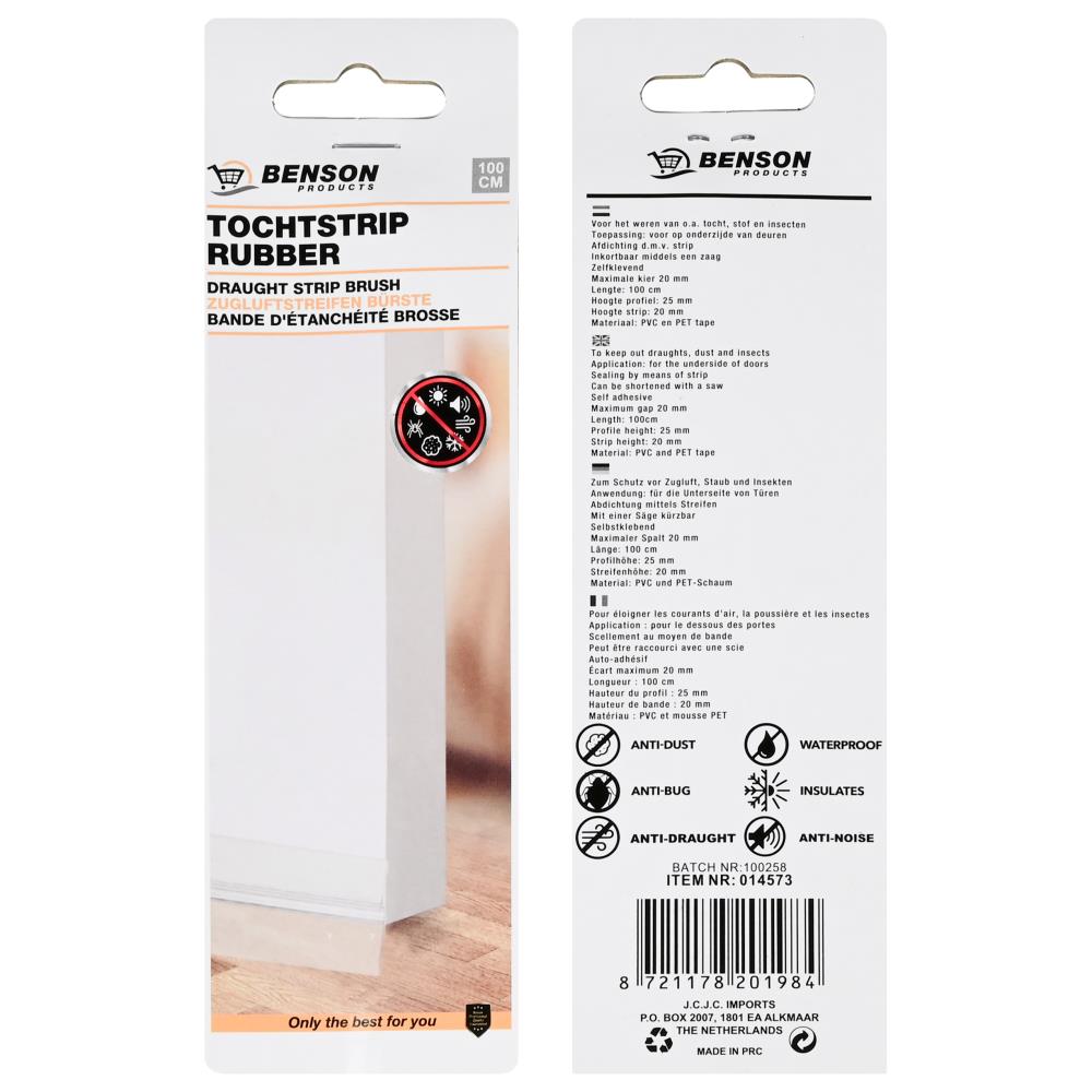 Tochtstrip rubber 100 cm transparant