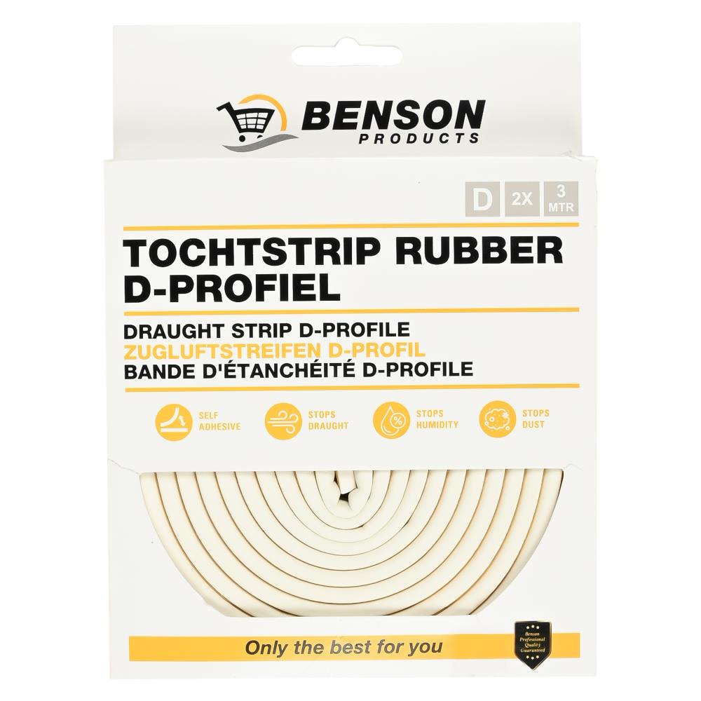 Tochtstrip rubber D-profiel 2 x 3 m wit