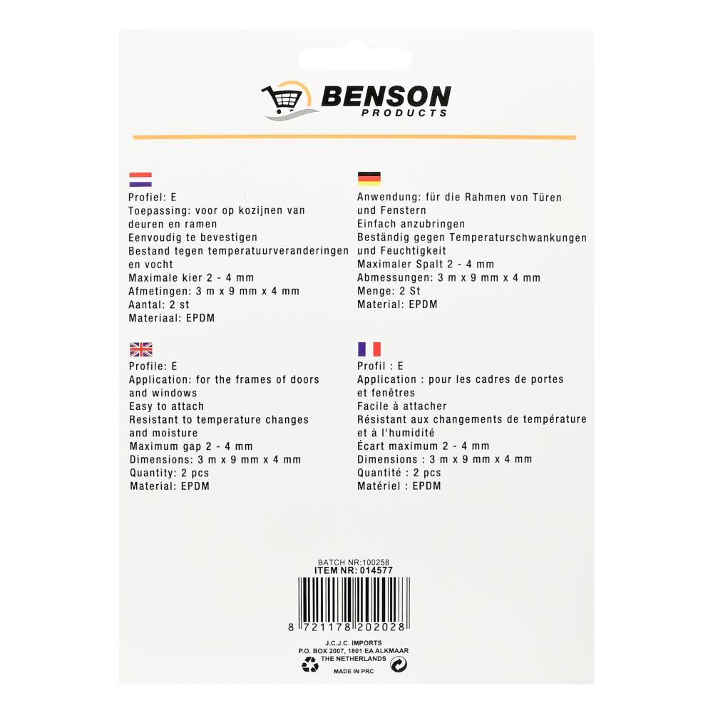 Tochtstrip rubber E-profiel 2 x 3 m wit
