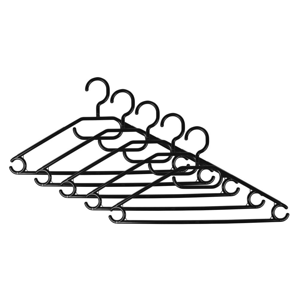 Clothes hangers plastic 5 pcs black