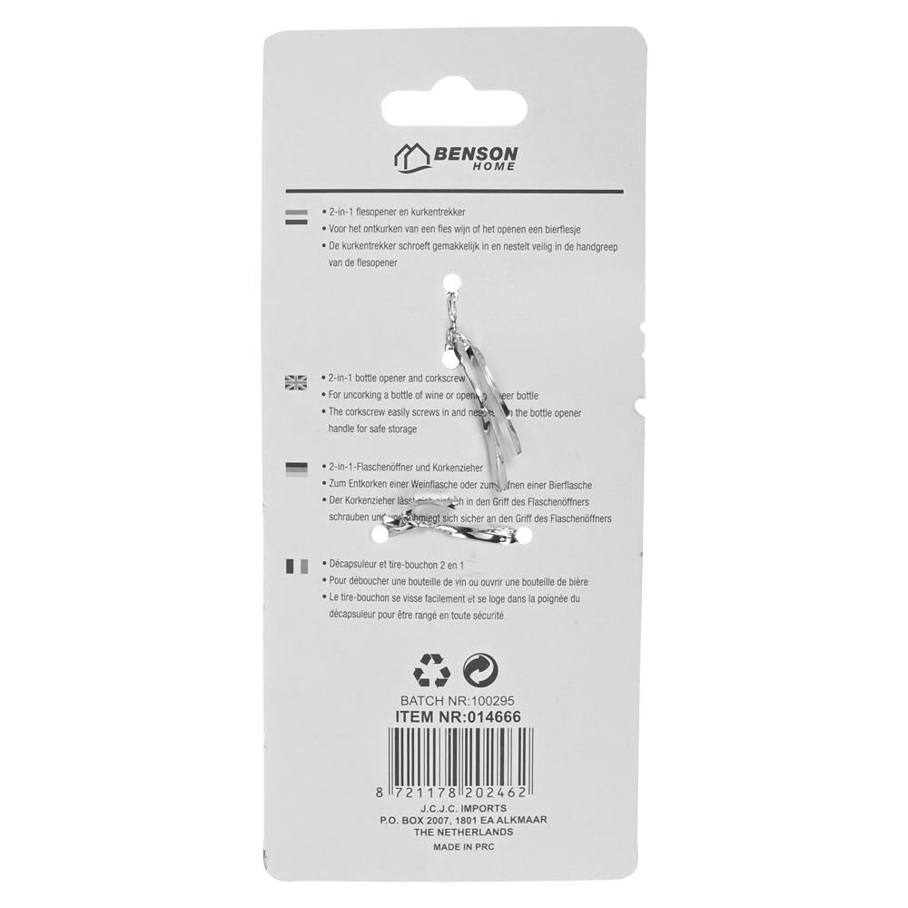 Kurkentrekker en flessenopener 2-in-1