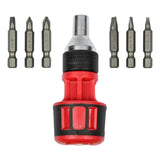 Schroevendraaier ratel stubby met bits 7 dlg