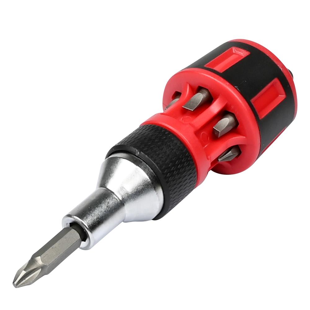 Schroevendraaier ratel stubby met bits 7 dlg