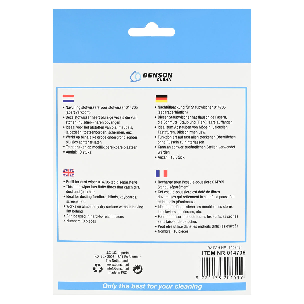Recharges pour racleur de poussière 014705 10 pcs