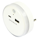 Veilleuse à détecteur  USB-A et USB-C avec capteur jour/nuit + PIR 