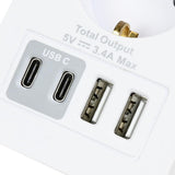 Prise avec 2 USB-A et 2 USB-C 