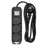 Stekkerdoos 3-voudig + RA + schakelaar 3.0 mtr IP44