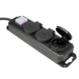 Stekkerdoos 3-voudig + RA + schakelaar 3.0 mtr IP44