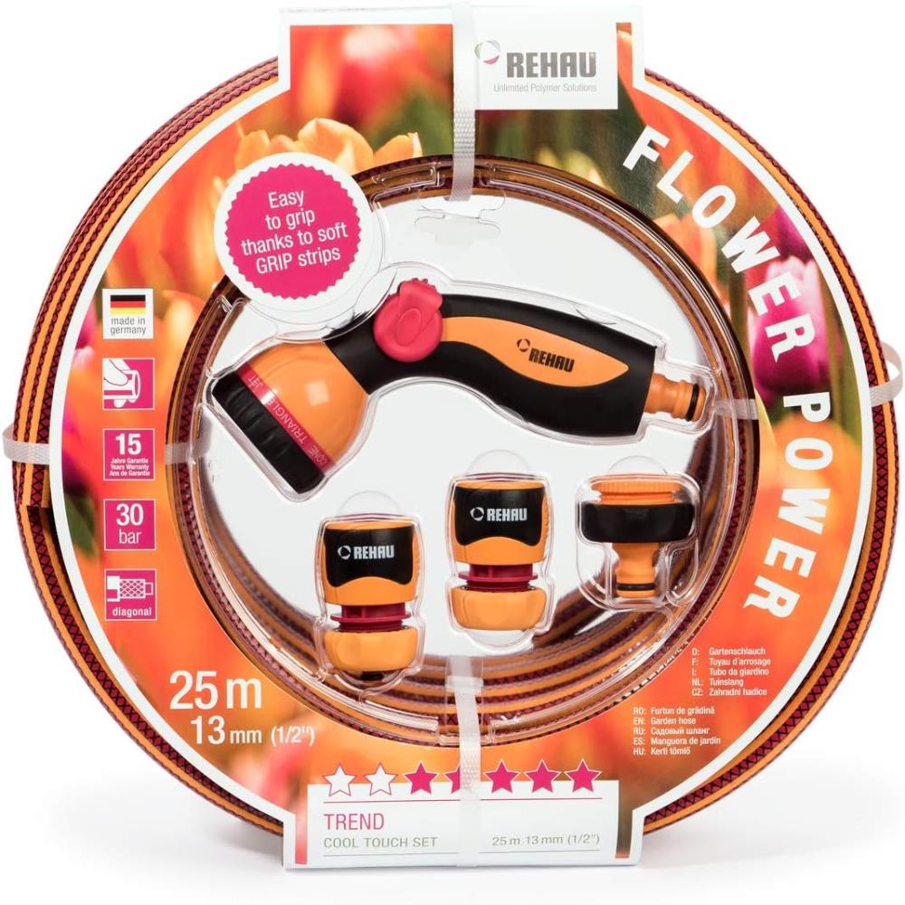 Rehau Gartenschlauch-Set 25 m komplett rot