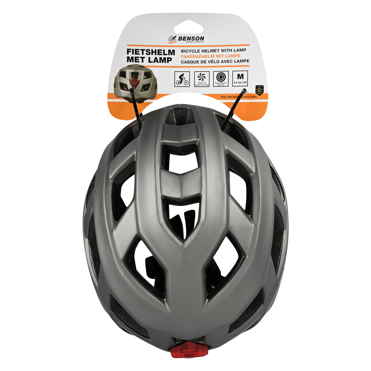 Fietshelm volwassenen met verlichting grijs M