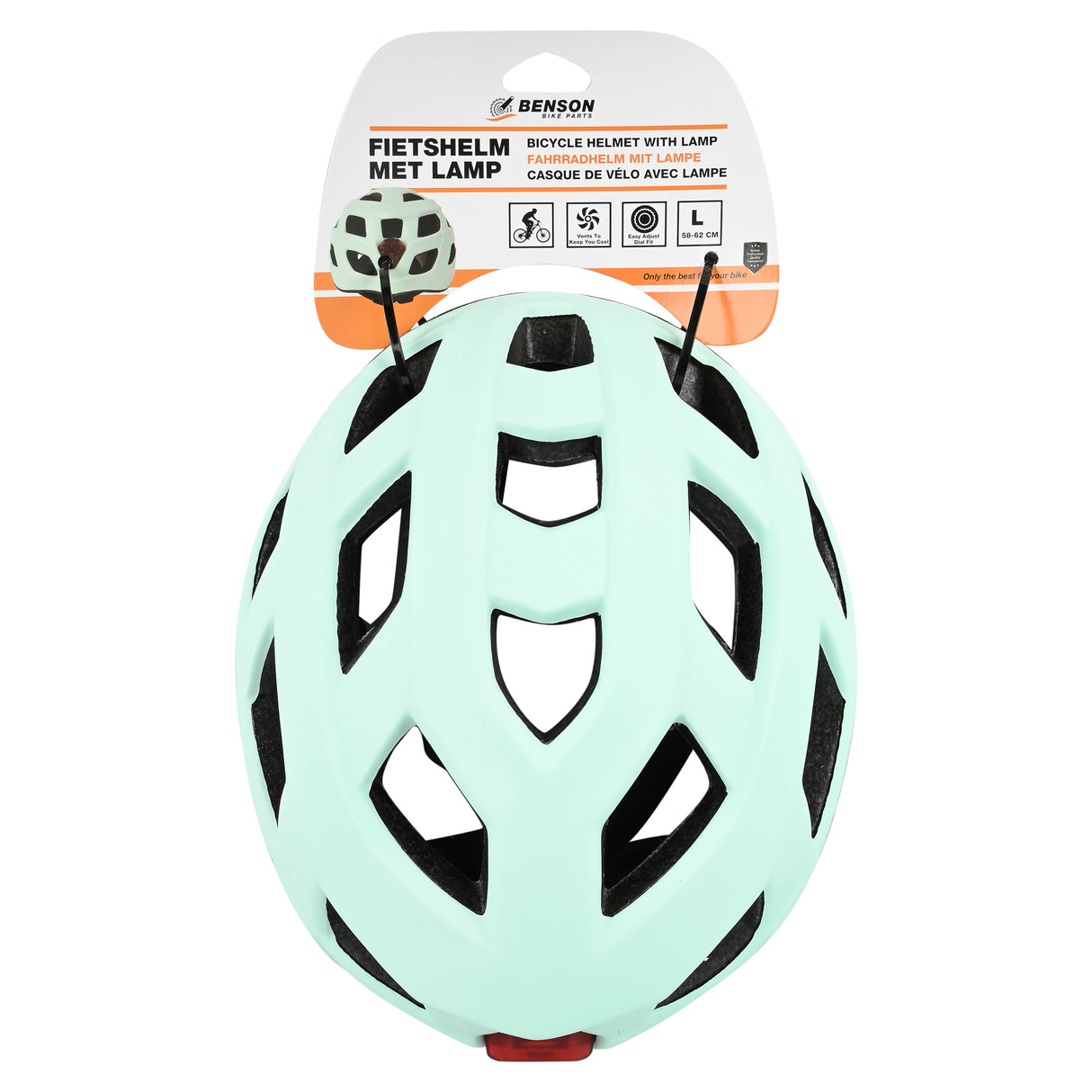 Casque de vélo adultes avec éclairage vert menthe L