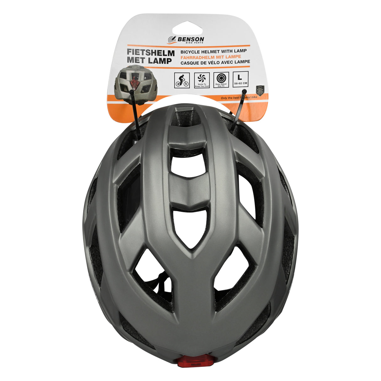 Casque de vélo adultes avec éclairage gris L